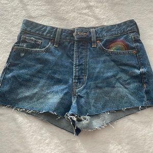 O.G. Short, high rise, embroidered Jean shorts